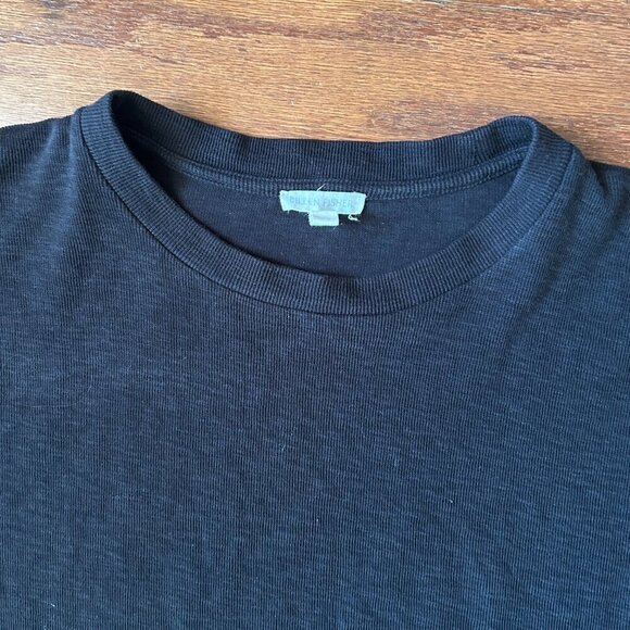 EILEEN FISHER Organic Cotton Crewneck Box Top Black Tee Size XL Cap Sleeve - Picture 8 of 14